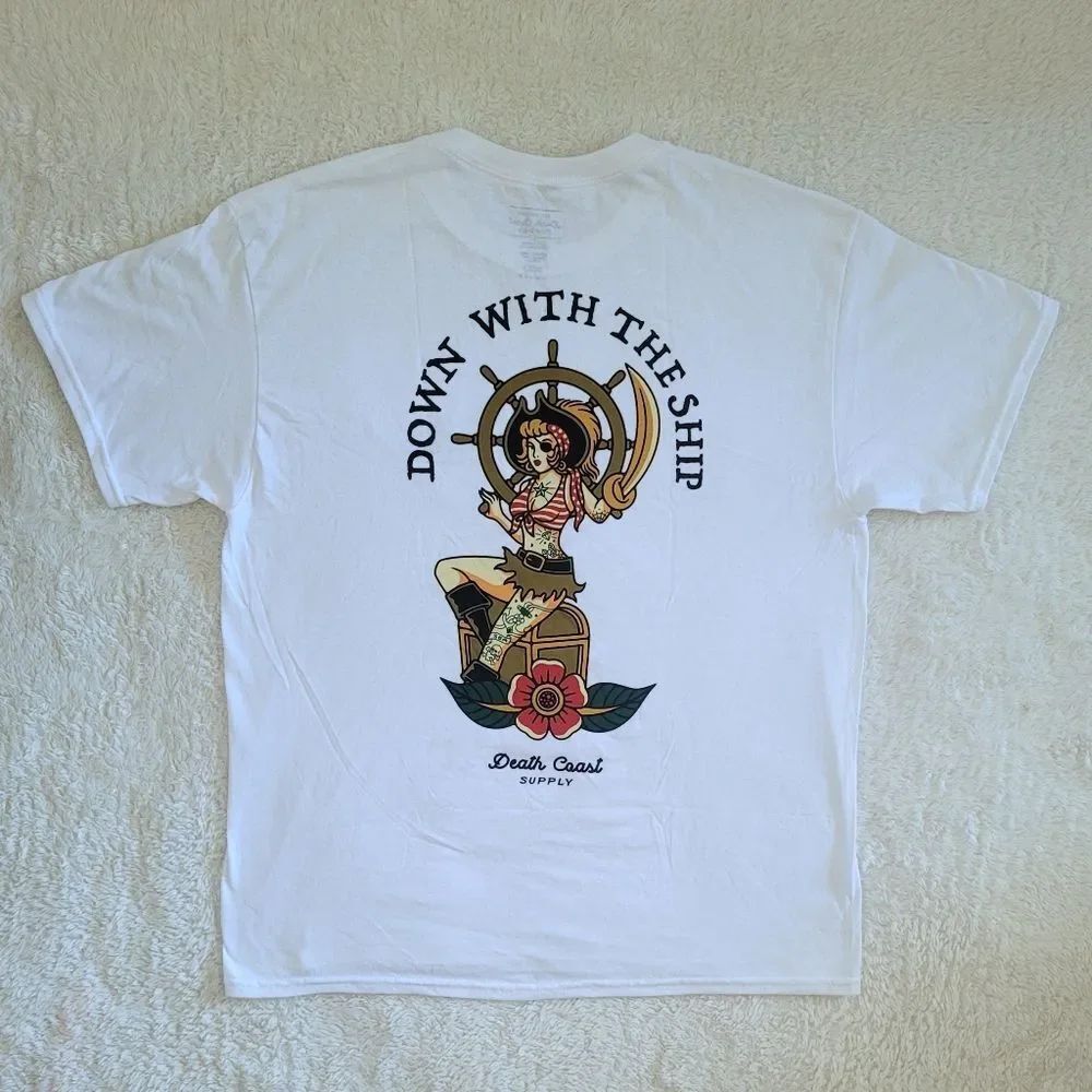 Death☠️ Coast Supply "Down⬇️ With This Ship🚢" Graphic Tee👕 - NWOT - Picture 1 of 12